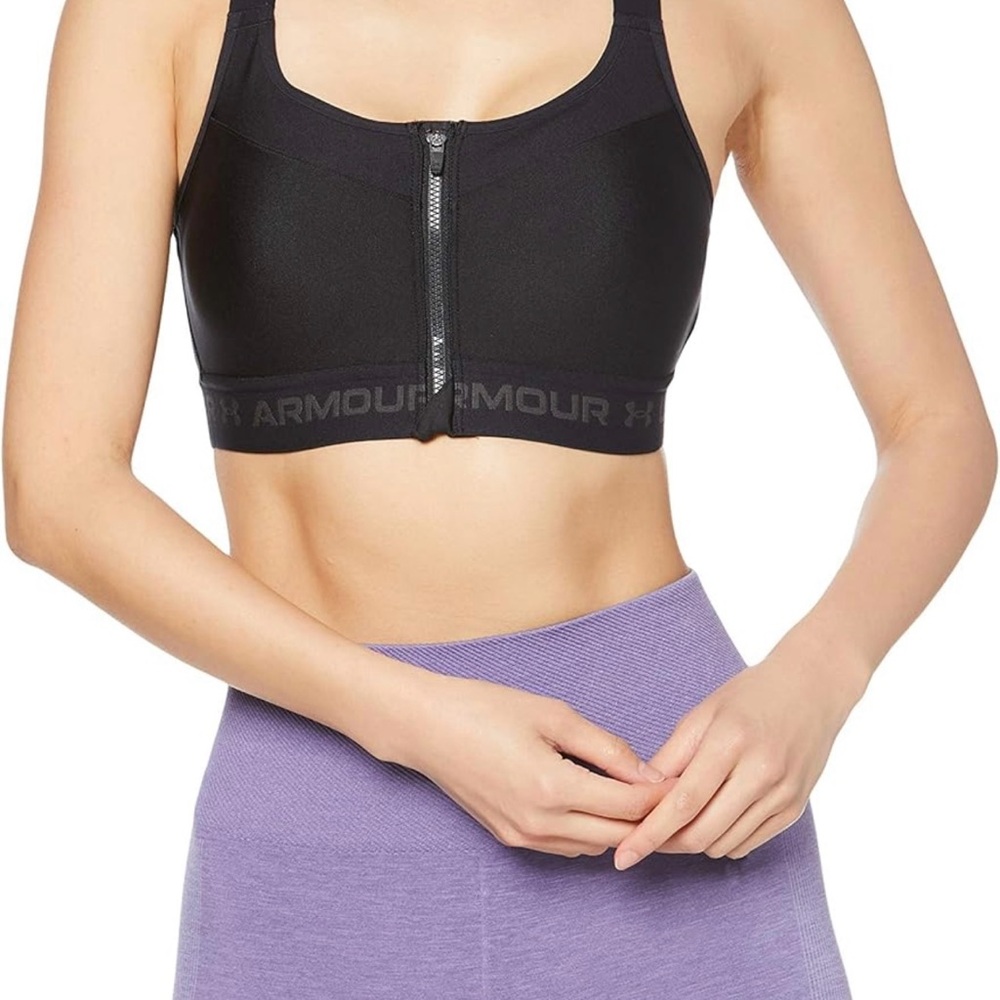Under Armour Women's Zip-Front Black Sports Bra - $55 MSRP NWT